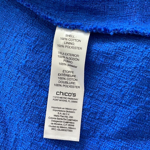 Chico’s Royal Blue Textured Fringe Jacket - Picture 5 of 8